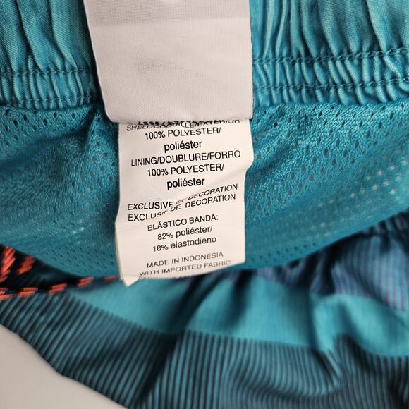 Nike Swim Volley Shorts Trunks Men's L Mesh Lined 11" Abstract Blue/Pink Striped - Picture 4 of 10